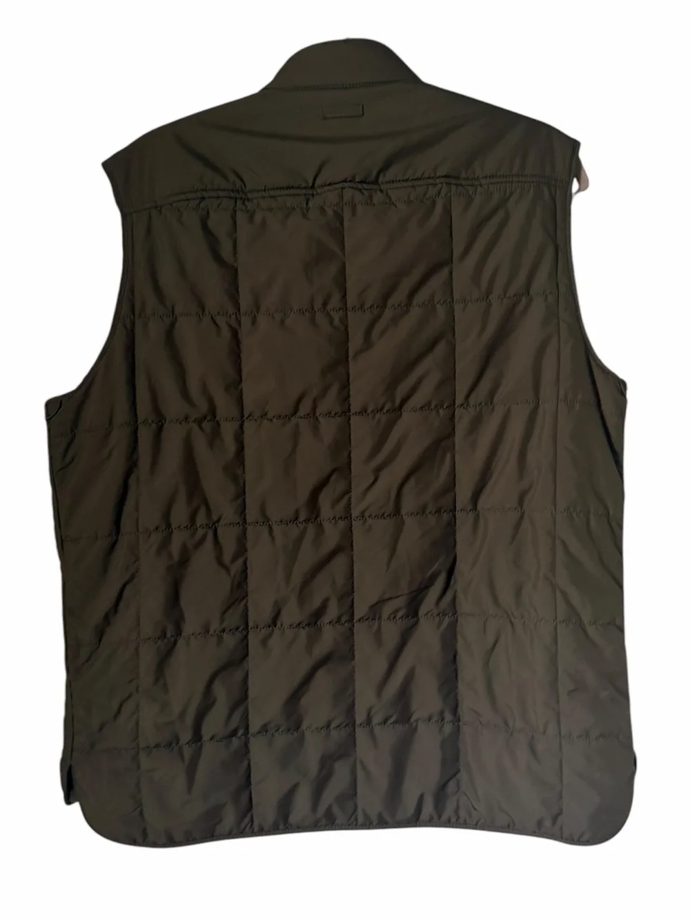 Banana Republic Men's Quilted Olive Vest Jacket Zip Pockets Lightweight Fall